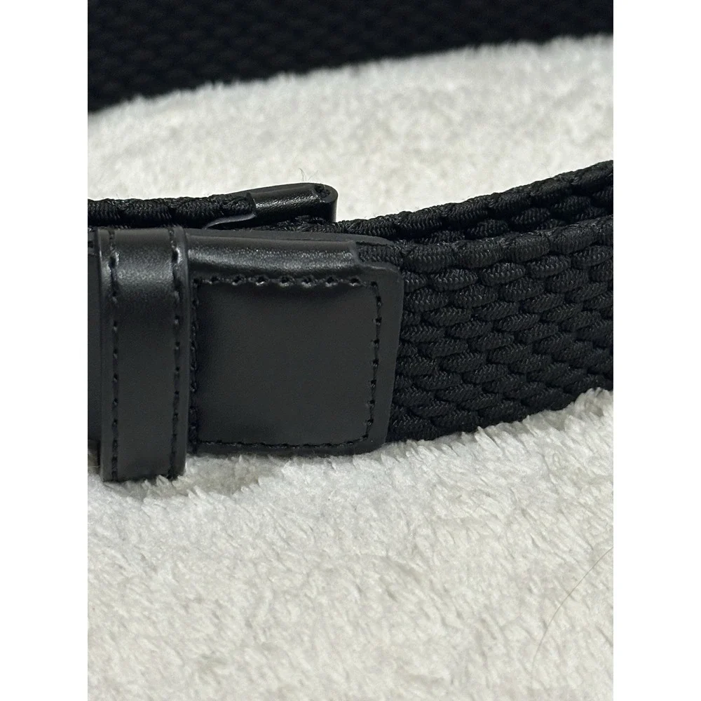 NWT PX Clothing Men's Black Woven Belt Black Buckle Size 42 Business Work Office